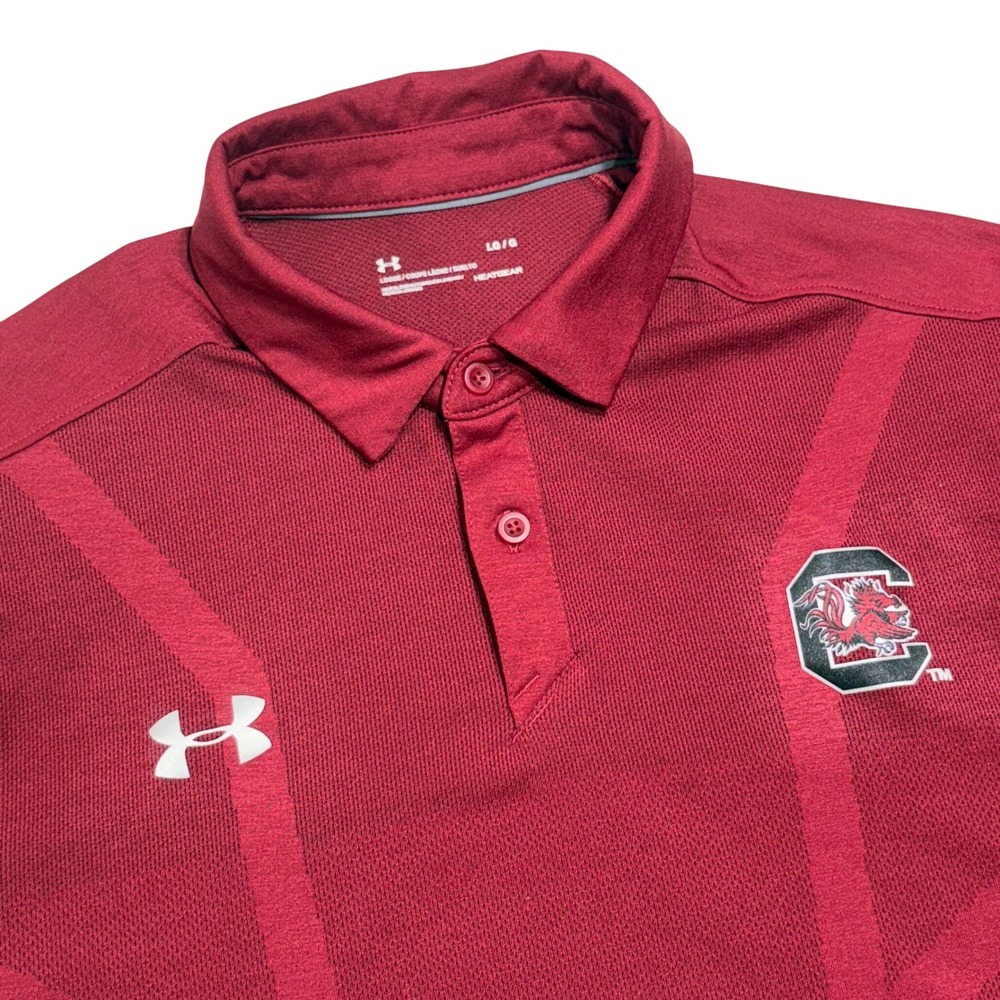 South Carolina Gamecocks Under Armour‎ Polo Shirt Mens Large Maroon UA HeatGear